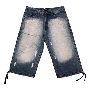 Jordan Craig Crop Jeans Men's 38x20 Blue Distressed Baggy Skater‎ Y2K 90's